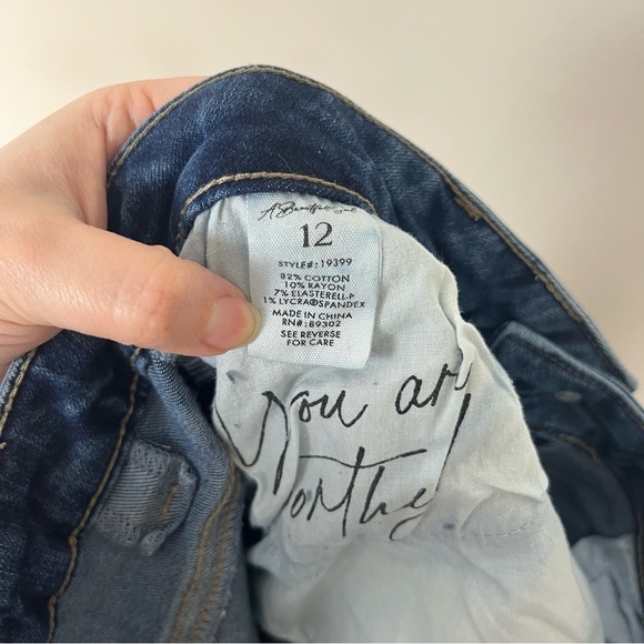 A BEAUTIFUL SOUL SKINNY FLARE RIPPED JEANS SIZE 12 DARK WASH - Picture 12 of 12